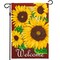 G128 - Home Decorative Fall Garden Flag Welcome Quote, Autumn Sunflowers Garden Yard Decorations, | 12x18 Inch | Printed 150D Polyester - Rustic Holiday Seasonal Outdoor Flag